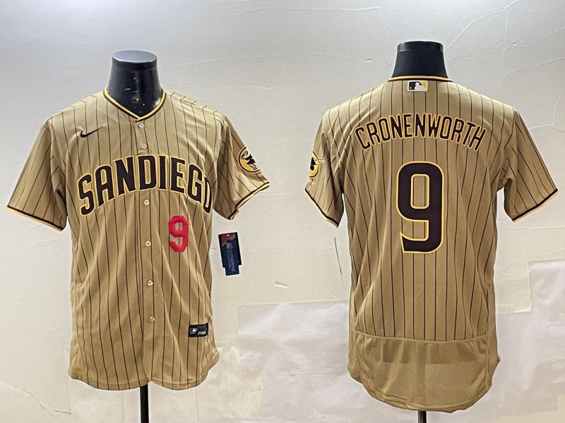 Men San Diego Padres #9 Cronenworth Brown Stripe Elite 2025 Nike MLB Jersey style 5->san diego padres->MLB Jersey